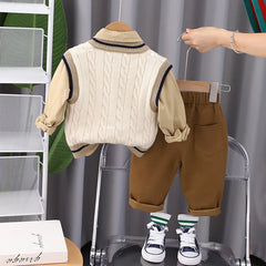 New Spring Autumn Baby Boys Clothes Suit Children Casual Vest Shirt Pants 3Pcs/Set Kids Outfits Toddler Costume Infant Tracksuit