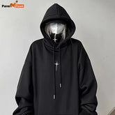 Streetwear Black Hoodie Men Women Oversized Harajuku Vintage Pullovers Korean Fashion