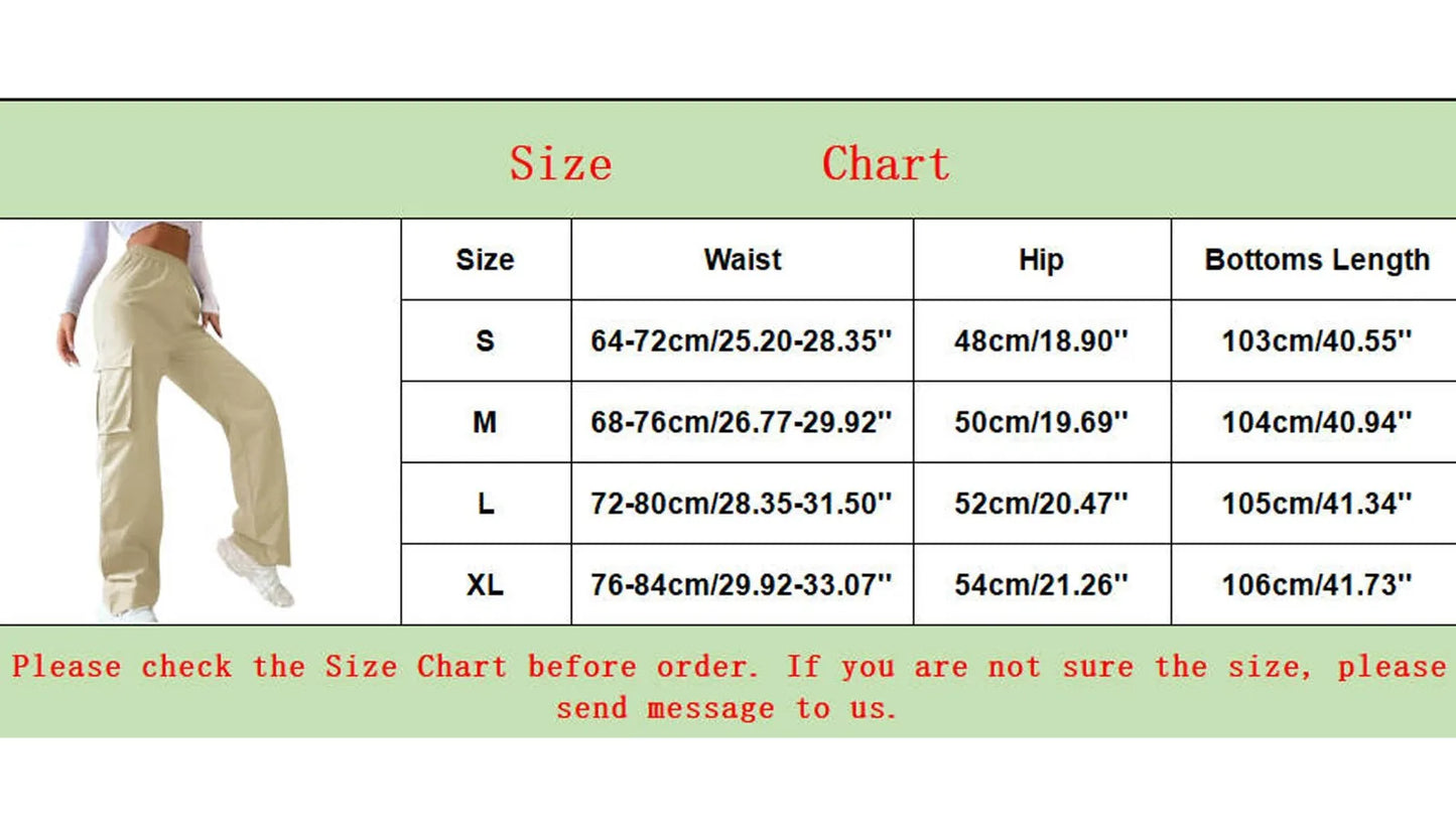 Women Casual Pants Fashion Solid Overalls Pockets High Waisted Elastic Waist Loose Trousers