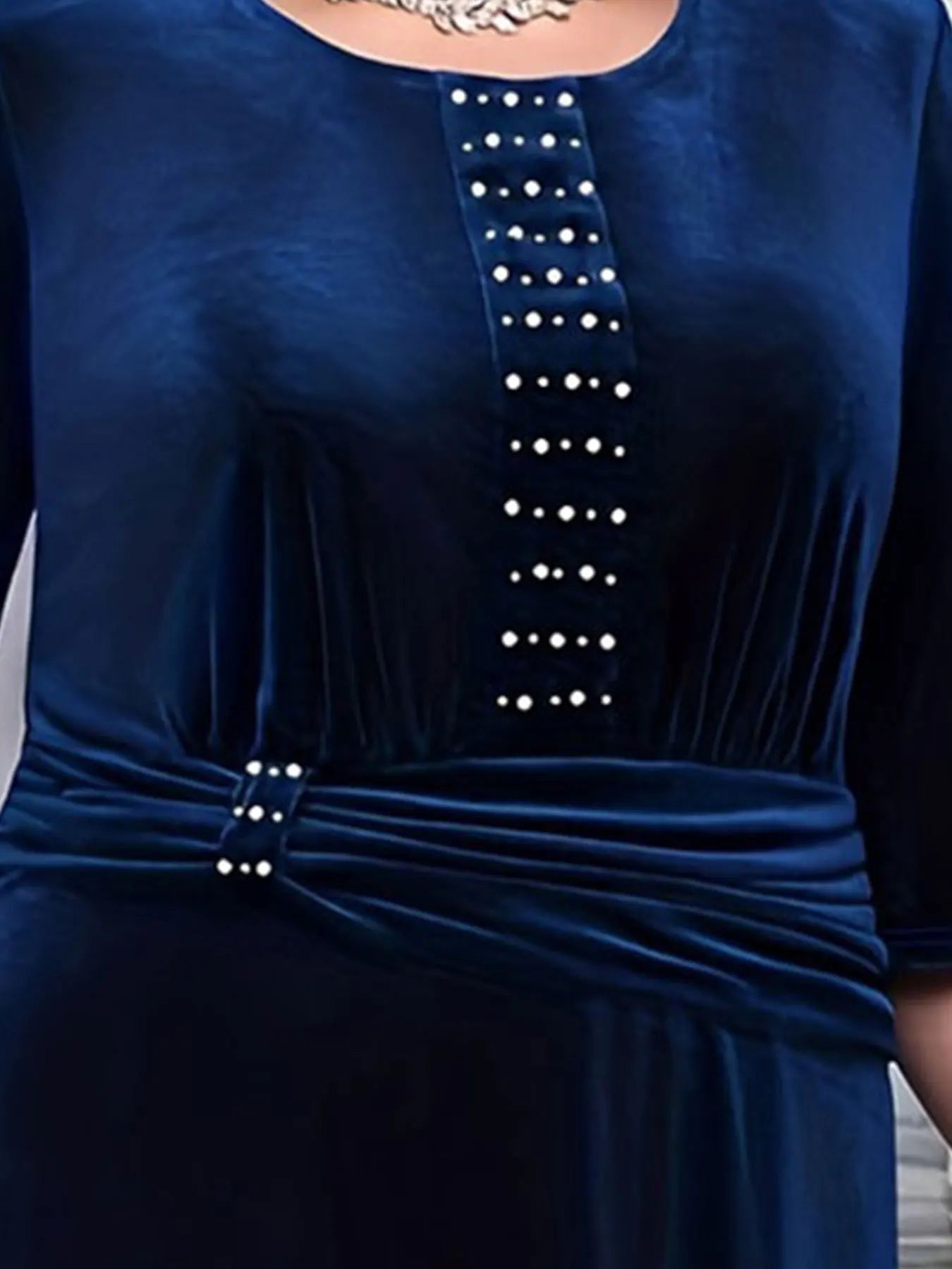 Plus size tight fitting dress, elegant pleated sleeve dress for spring and summer