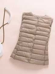 Ultralight Down Vest Women Single-breasted Sleeveless Female Duck Down Waistcoat