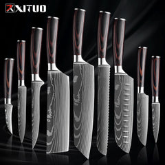 Professional Kitchen Knife Set 1-9PCS, Sharp Chef Knife Santoku Knife Fruit knife