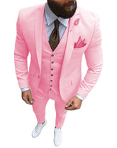 Prom Suits for Men: Pink Men's 3 Pieces Suit Formal Business Notch Lapel Slim Fit