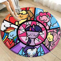 My Little Pony Printed Round Carpet for Living Room Rugs Camping Picnic Mats Flannel