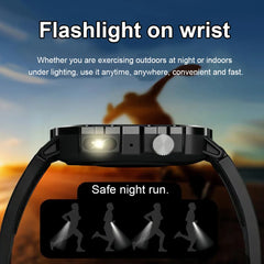 KESHUYOU Outdoor Sports Smart Watch 2.01 inch HD Screen LED Flashlight Bluetooth Talking Smart Watch for Men Women Holiday Gifts