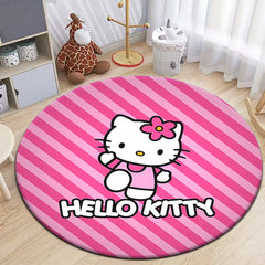 Sanrio Hello Kitty Cute Cartoon HD Printed Round Carpet,Balcony Bedroom Living Entrance