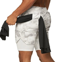 Running Shorts Men 2 In 1 Double-deck Quick Dry GYM Sport Shorts Fitness Jogging