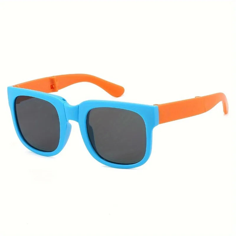 1 Pair Foldable Glasses for Boys & Girls Portable Square Frame Travel Glasses Playful Design|Durable Lenses Outdoor Glasses