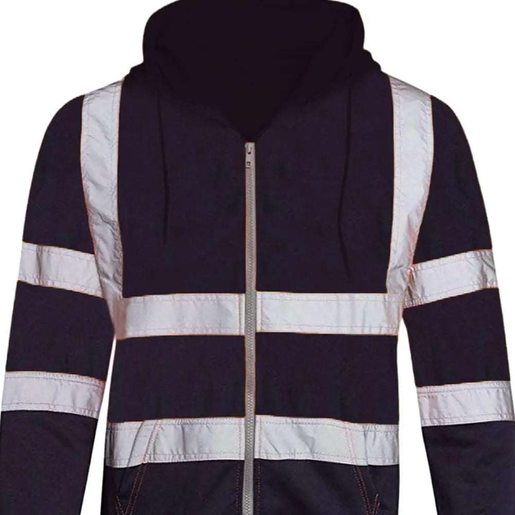 Winter Work Safety Coat Reflective Hoodie Reflective Strip Men's Hoodie Coat
