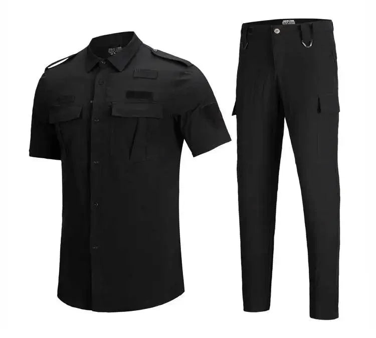 Quick Drying Workwear Suit Men Combat Elastic Tactical Training Set Multi Pocket Man Security Staff Uniform Cargo 2pcs Suits