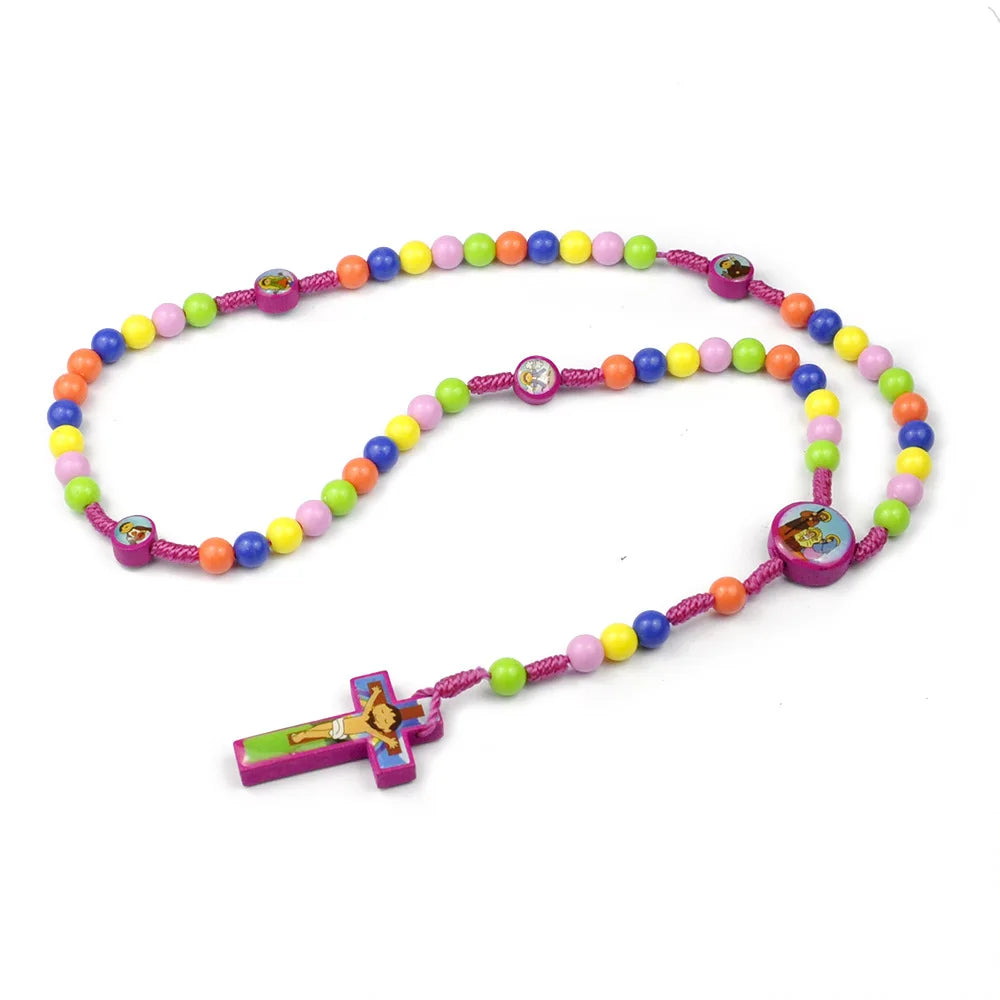 Rosary for kids Hand Woven Children Necklace Christian Catholic Jesus Christ Man Necklace Favourite