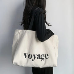 Letter Voyage Canvas Handbag Shoulder Bag Bags For Women Large Capacity Travel