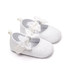 Baby Soft Cotton Shoes Beautiful Lace Bowknot Mary Jane 6 to 12 Month Baby Girl