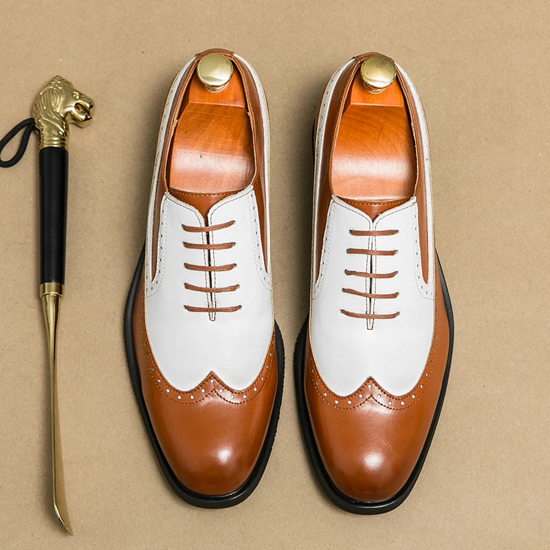 Mens Formal Shoes Office Mens Brogue Shoes Lace Up Thick Bottom Heightening