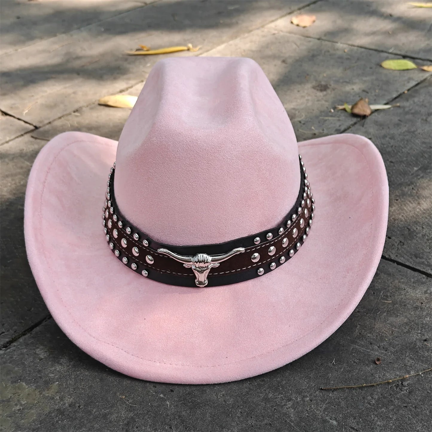 Retro Suede Leather Western Cowboy Fedora Hat for Men Women Bull Head Accessories Fashion Travel Party Hat Denim Hat sombrero