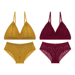 Bra and Panty Set Push Up Seamless Bras Mid Waist Briefs Underwear Sets