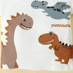0-3 Years Infant Baby Boy 2PCS Set Cartoon Dinosaur White Short Sleeve Top+Brown Shorts Cute Sport Style Handsome Fashion Outfit