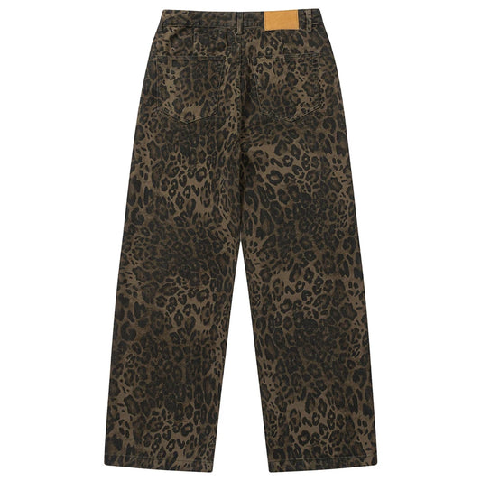 Vintage Leopard Jeans Men Hip Hop Streetwear Harajuku Hip Hop Baggy Jeans