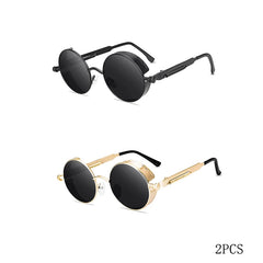 Classic Gothic Steampunk Sunglasses Men Women Brand Designer Vintage Round Metal Frame Sun Glasses High Quality UV400