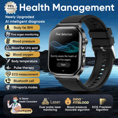 2025 New Five organ examination Health Care Smart Watch Men ECG+PPG Uric Acid Blood Fat Bluetooth Call Sports tracker Smartwatch