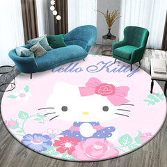 Sanrio Hello Kitty Cute Cartoon HD Printed Round Carpet,Balcony Bedroom Living Entrance