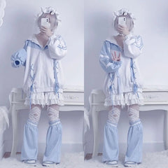 90s Harajuku Kawaii Pullover Fairycore Bandage Sweatshirt Y2k Aesthetics Grunge