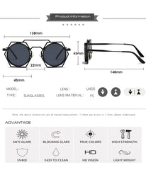 OEC CPO Steampunk Round Sunglasses Women Men 2023 Metal Mesh Personality Sun Glasses Female Eyewear Goggle UV400 Shades Oculos