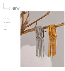 Statement Stainless Steel Chain Tassel Finger Ring Adjustable 18K PVD Plated