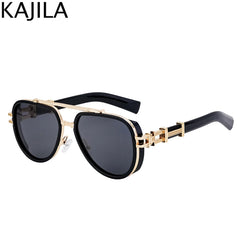 Sunglasses Men Brand Oval Metal Frame Steampunk Sunglasses