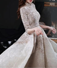 Homecoming Dresses:Prom Dresses Half Sleeves Lace Beaded Elegant Formal