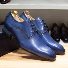 Classic Business Shoes Men Oxford Derby Genuine Leather Pointed Toe Fashion