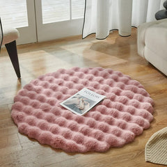 Plush Round Rug Winter Warm Faux Fur Carpets for Living Room Super Soft Fluffy