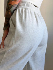 Sweatpants Women Winter Straight Leg Fleece Pants Elastic Waist Gray Velvet Trousers