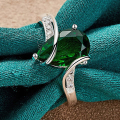 925 Sterling Silver Water Drop Turquoise 7-10# Ring For Women Wedding