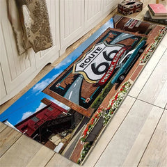 Route 66 Design Kitchen Floor Mat Entrance Doormat Home Decor Carpet for Living Room