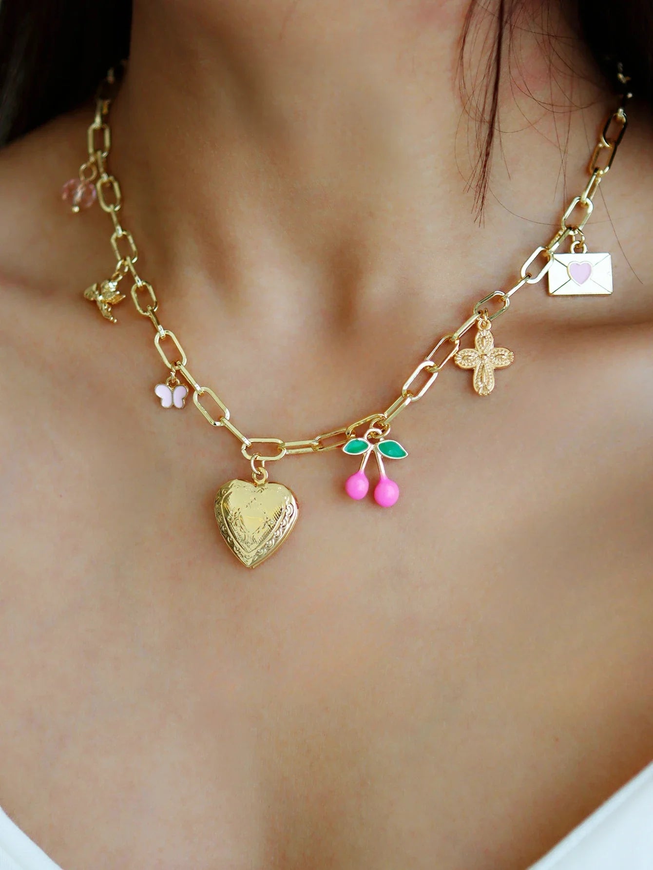 Dopamine Cherry Starfish Chili Peppe Pendant for Women Charm Chain Necklace Beach Jewelry Vacation Gift