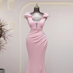Homecoming Dresses: V-neck candy color pink prom dress luxury evening dresses
