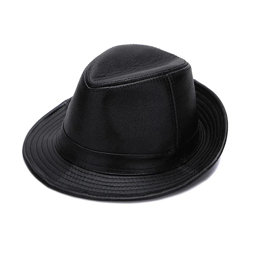 2026 Autumn Men Real Genuine Cowhide Leather Top Hats Men Fashion Caps Winter Warm New Cowboy 100% Real Cowhide Leather Hats
