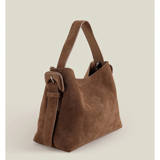 Designer Winter Matte Maroon Color Top Handle Bucket Tote Large Suede