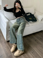 Y2k Baggy Wide Leg Jeans Women Vintage Streetwear Washed Denim Pants