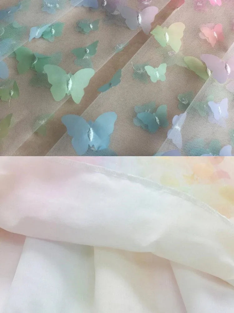 Big Butterfly Decoration Gauze Cotton Sling Dress Stereoscopic Kids Girs Vestido Summer Princess Wedding Birthday Party Dresses