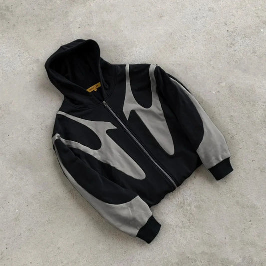 Y2K Harajuku hoodie vintage Hip Hop Streetwear Patchwork Gothic Oversized Hoodie Men
