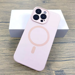 Silicone Rubber Case For iPhone 16 15 14 13 12 Pro Max 16Pro 15Pro 14Pro 13Pro iPhone15 For Magsafe Mag Safe Charge Cover