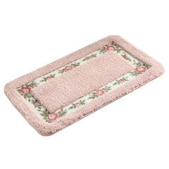 Pastoral Style Rose Flower Rug Shaggy Area Rugs Pattern Non Slip Water Absorption