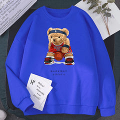 Women No Best14 Teddy Bear Basketball Athletic Print Hoodies Loose Crewneck