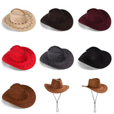 Women Men Cowboy Hat Western Suede Cowgirl Hats Fashion West Fancy Dress Party