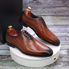 Luxury Classic Mens Oxford Shoes Genuine Leather Whole Cut Handmade Dress
