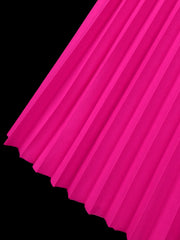 Pleated Party Dress Women Elegant Hot Pink Flower One Shoulder Midi Robes