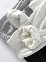 Sweatpants Women Winter Straight Leg Fleece Pants Elastic Waist Gray Velvet Trousers