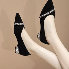Women's Summer Footwear Diamond Shoes for Woman Rhinestone Office Low Heel
